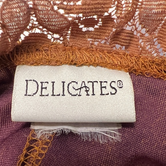 Vintage Delicates Velvet Feel Lace Nightgown Lingerie Slip Dress in Rich Brown - Picture 7 of 7